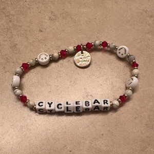 Cyclebar White Letter Bead Bracelet with Red Accents